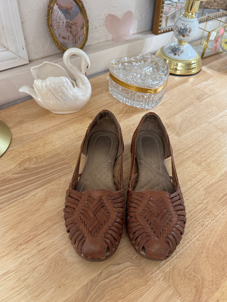 Naturalizer Brown Woven Leather Boho Slip On Flats Size 8.5 Festival Beach